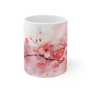 Gift mug with Japanese Cherry Tree Blossom, Asian Japanese Cherry tree design, gift for Cherry Blossom lovers everyday use