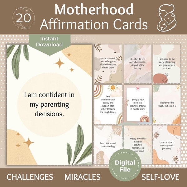 Motherhood Affirmation Cards Mindfulness Gift For New Mom Motherhood Affirmations Printable New Mom Gift Ideas Motherhood Card