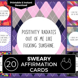 Printable Sweary Affirmation Cards Affirmation Cards Swear Affirmation Cards  Swear Affirmations PDF Swearing Cards Sassy Affirmation Cards