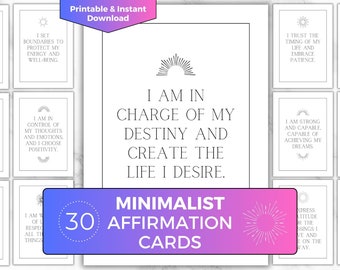 Minimalist Affirmation Cards Printable Positive Affirmation Cards Encouragement Cards Daily Affirmation Cards Therapist Affirmations