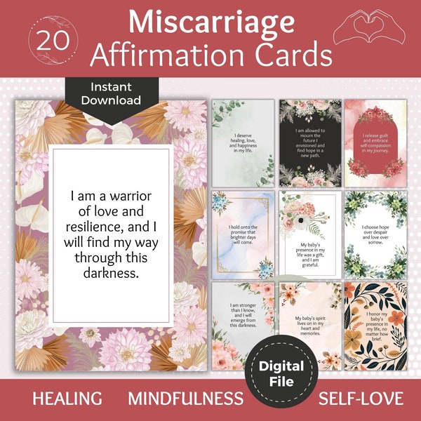 Printable Miscarriage Affirmation Cards Coping Cards Encouragement Cards for Women Loss of Baby Gift Grief Affirmation Cards Stillbirth