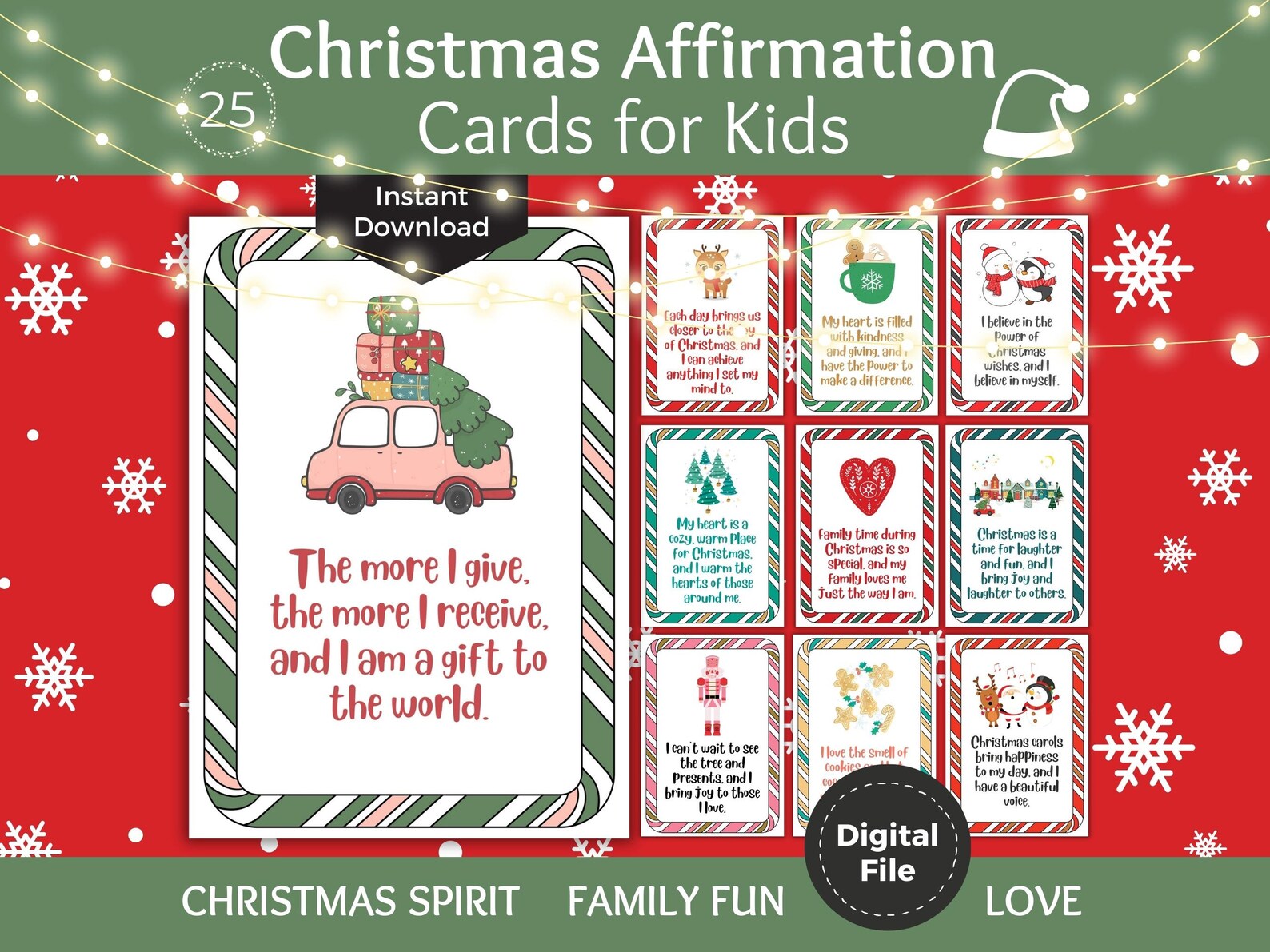Christmas Affirmation Cards for Kids Printable Positive Affirmation ...