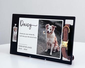 Pet Loss Keepsake Frame with Photo & Collar Display - Custom Tribute for Beloved Pets