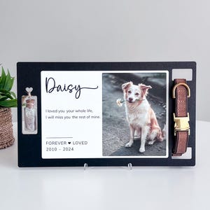 Unique Pet Memorial Frame for Collars & Fur - Customizable Keepsake with Photo, Name, Quote for a Lasting Tribute to Your Pet
