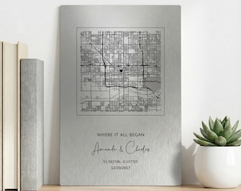 Location Map Plaque, Where It All Began, Where We Met Coordinates, Our Story, Personalized Wedding Memory Gift