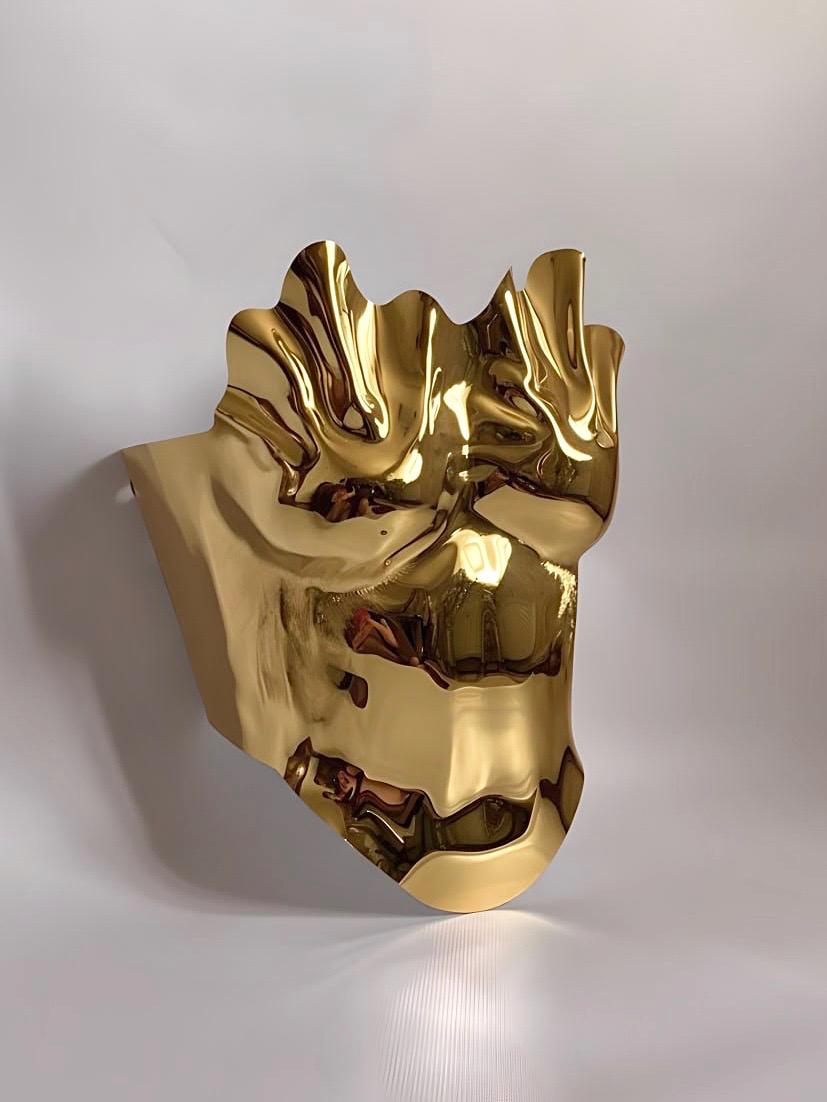 Gold Sculptural Armor Corset, Women's Statement Fashion Top, Handmade Acrylic Bustier, Futuristic Costume, Avant-Garde Bodywear