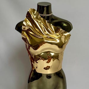 Gold Sculptural Corset | Handmade Metallic Bustier | Futuristic Festival Top | Avant Garde Fashion Statement | Sculptural Bustier