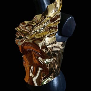 Gold Corset Custom Made, Metalic Cosplay Outfit, Gold Armor Breastplate, Overbust Fantasy Festival Costume, Body Chest Plate Gold