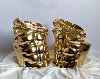 Goldener Herren Korsett - Futuristischer Männer Taillen Gürtel, Festival Rüstung Top, Bühnenkostüm, Cosplay Outfit, Handgefertigtes Kunststoff Korsett