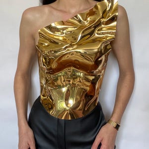 Gold Corset Custom Made, Metalic Cosplay Outfit, Gold Armor Breastplate, Overbust Fantasy Festival Costume, Body Chest Plate Gold