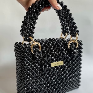 Handgemachte Schwarze Perle Perlen Handtasche: Luxus Abendtasche