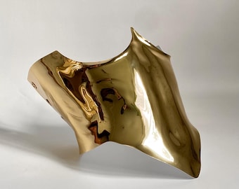 Gold Futuristic Corset – Armor Waist Belt, Stage Performance Costume, Photoshoot Outfit, Festival Costume, Handmade Corset