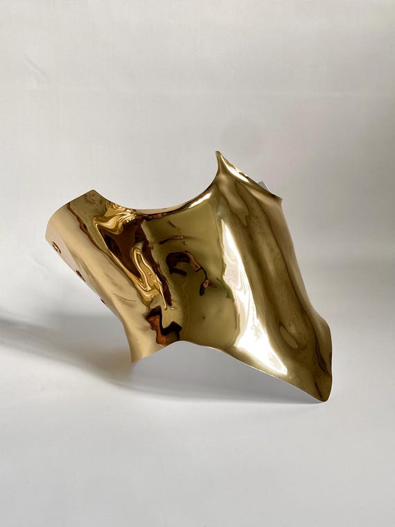 Gold Futuristic Corset – Armor Waist Belt, Stage Performance Costume, Photoshoot Outfit, Festival Costume, Handmade Corset