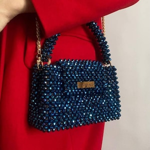 Crystal Beaded Bag, Handcrafted Luxury Purse, Crystal Beaded Bag, Beaded Bag, Beaded Shoulder Bag, Luxury Bag, Gift For Her
