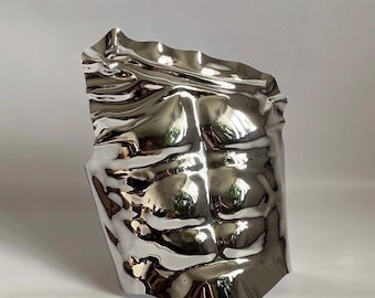 Men’s Silver Futuristic Corset – Chrome Bustier for Modern Style Icons, Sculptural Bodywear, Avant-Garde Fashion Statement