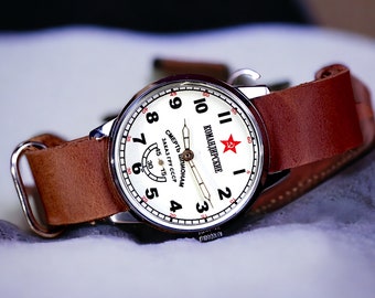 Pobeda Komandirskie Reloj Vintage Soviético. Raro reloj militar mecánico Death to Spy URSS, ideal para regalos masculinos y entusiastas del espionaje