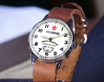 Pobeda Komandirskie Reloj Vintage Soviético. Raro reloj militar mecánico Death to Spy URSS, ideal para regalos masculinos y entusiastas del espionaje