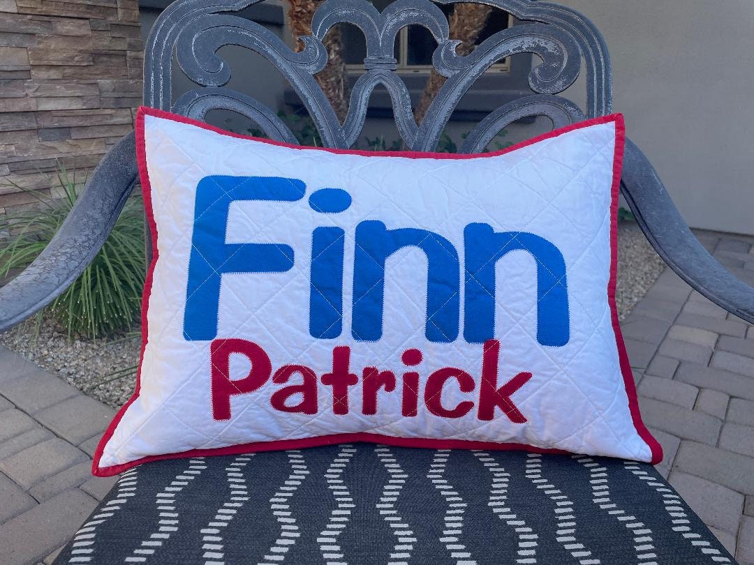 Custom Quilted Applique Pillow Cover and Label pillow Insert Etsy