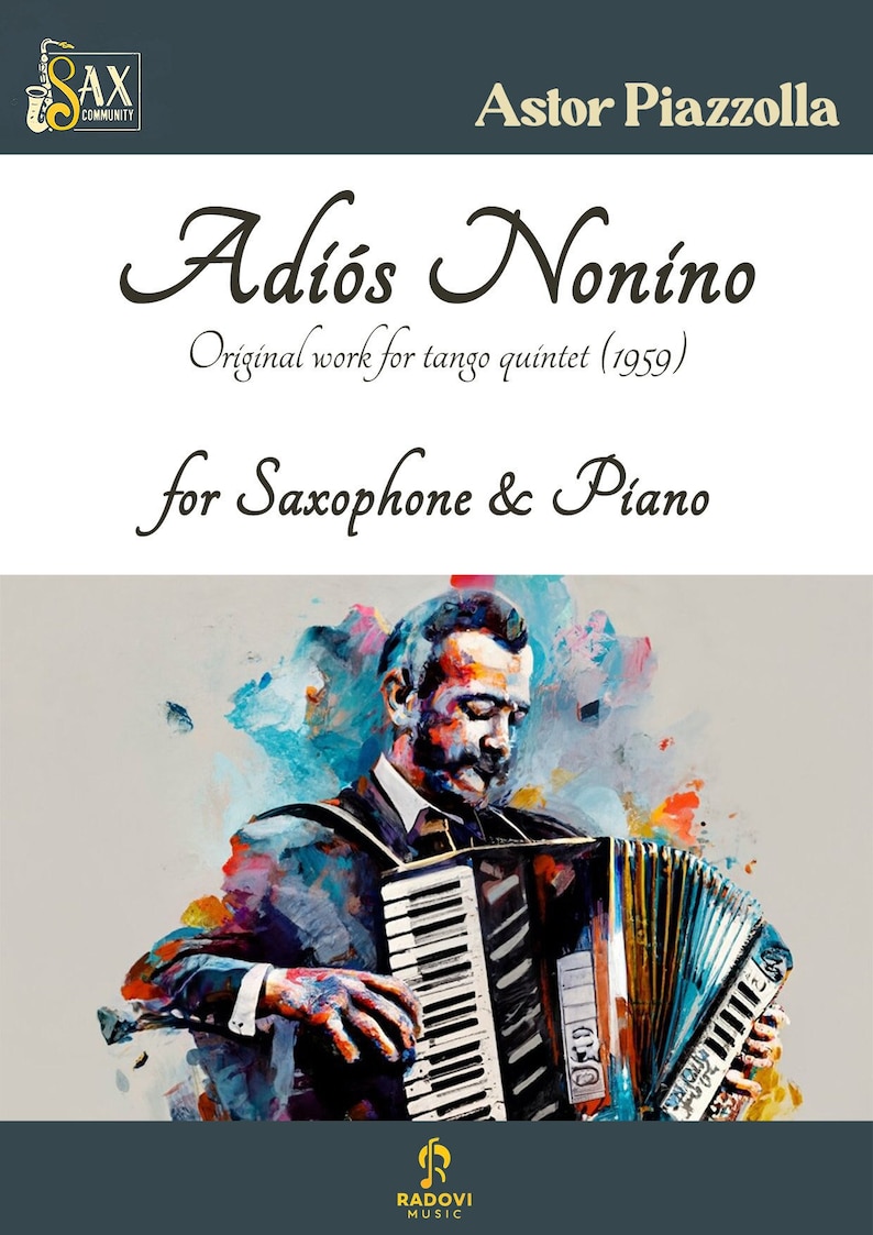 Goodbye Nonino (astor Piazzolla) for Alto Saxophone & Piano - Etsy