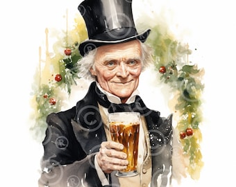 Ebenezer Scrooge Christmas ClipArt JPG File Xmas Scrooge Portrait Commercial Use for Card Making, Crafts & Christmas Decor