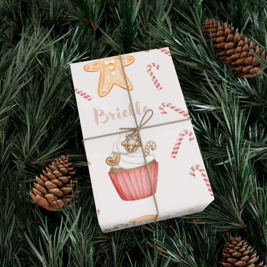 Personalized Wrapping Paper Name Wrapping Paper Gingerbread Etsy
