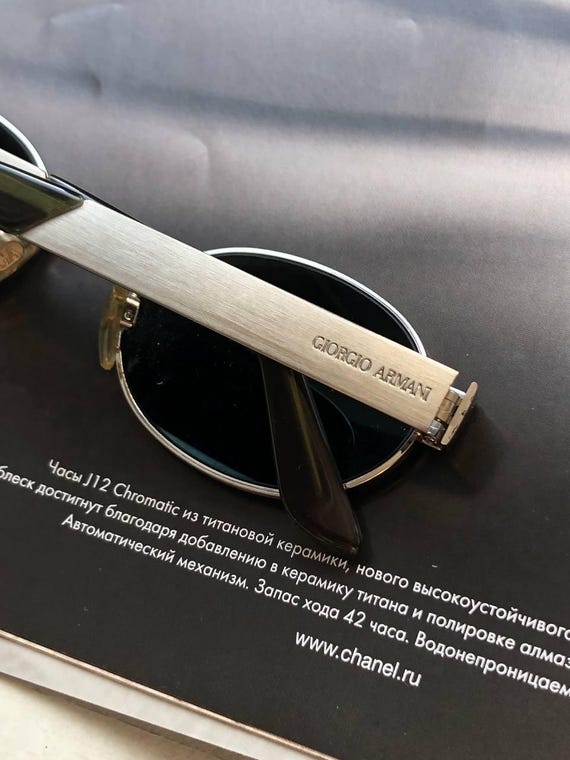 Vintage Giorgio Armani 662 930 Sunglasses – Brushed Silver Oval
