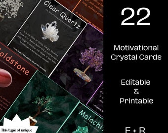 Motivational Crystal Cards, Crystal Meaning Cards, Digital Crystal Cards meaning, Crystal meaning cards wall art, crystal cards gemstone