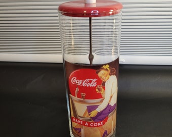 Coca Cola Glass Vintage Straw Dispenser