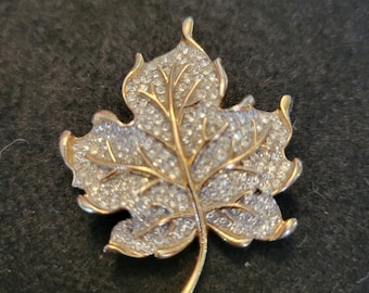 Vintage Trifari Cystal Leaf Brooch