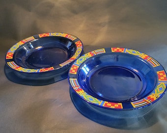 Arcoroc France Colbalt Blue Glass Bowls (Set of 2)