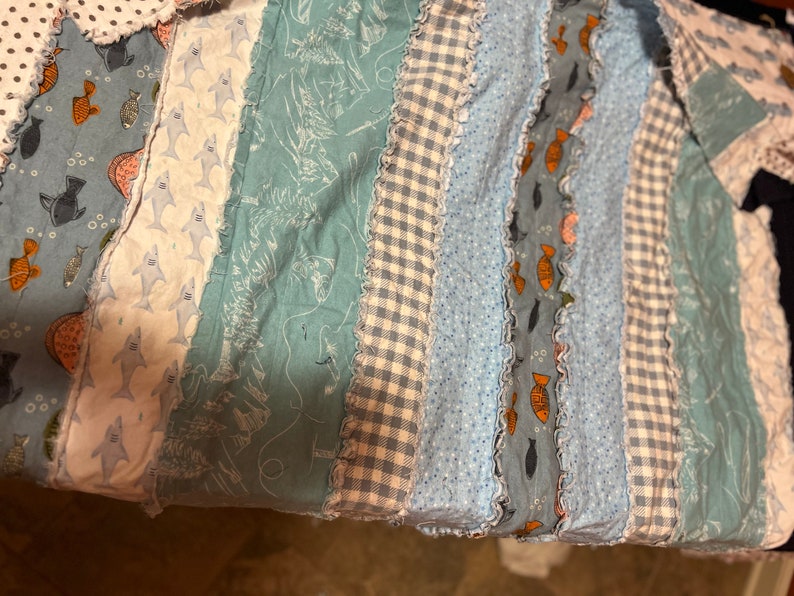Rag Quilt in a Blue Wilderness Fishing Theme. - Etsy