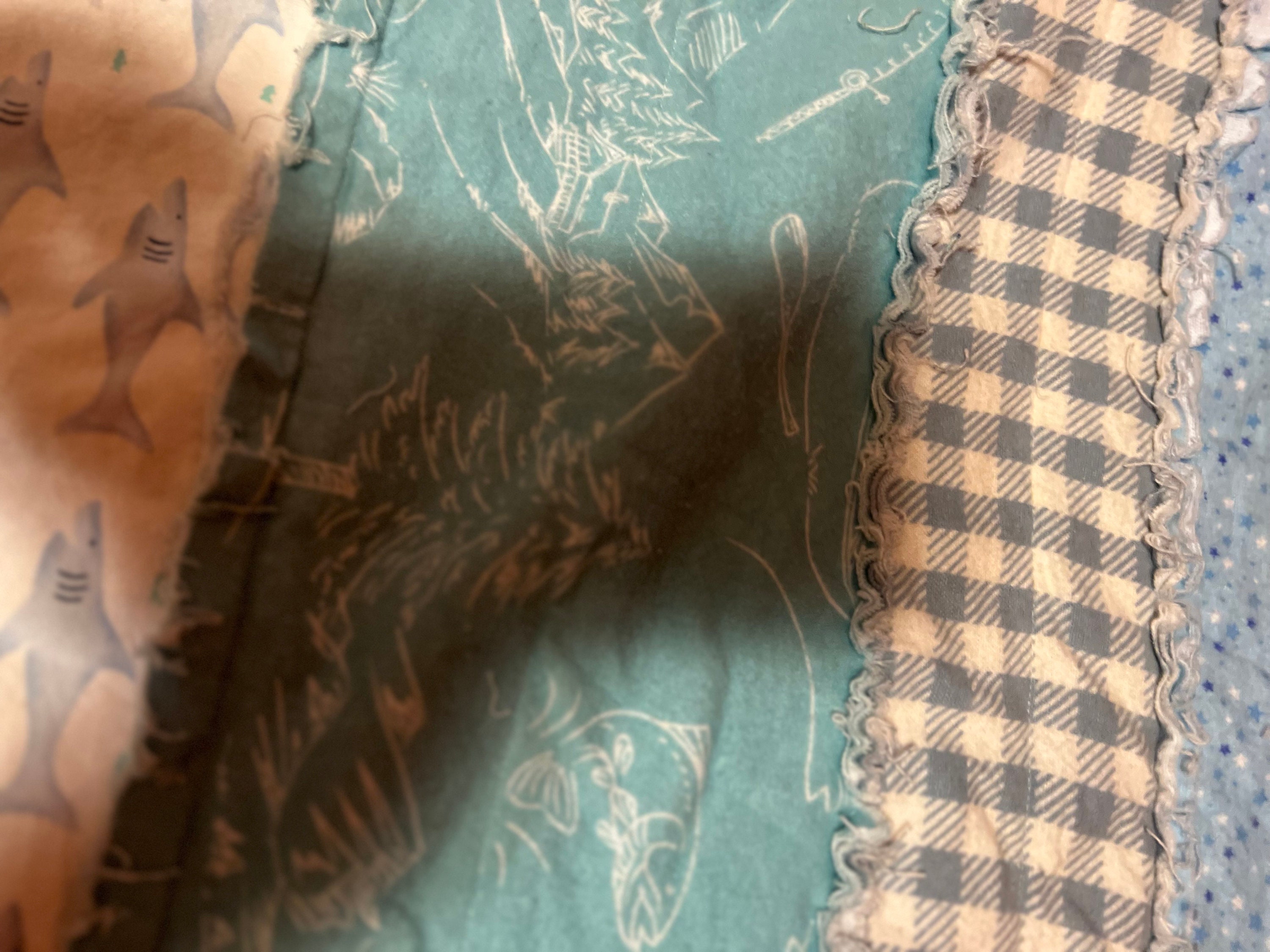 Fish Rag Quilt Rag Quilt in a Blue Wilderness Fishing Theme. - Etsy