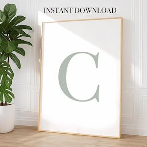 Sage Green Initial Print: Minimalist Nursery Decor (Digital Download)