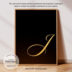 Arte de pared dorado imprimible: Wicked, Regalo personalizado para el hogar - Regalo personalizado, Letra I dorada y póster de la letra I para impresión inicial I