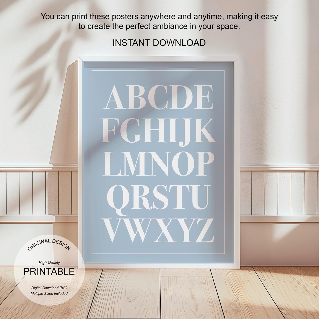 Blue ABC Chart: Vintage Nursery Alphabet Poster (digital Printable) - Etsy