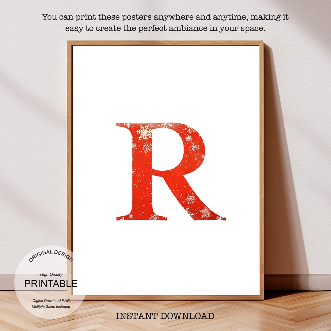 Christmas Initial Poster: Letter R Poster, Letter R Monogram and R ...