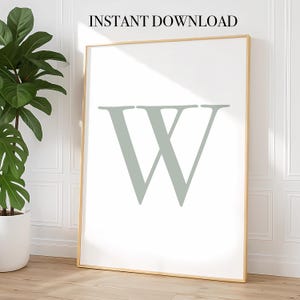 Sage Green Initial Print: Minimalist Nursery Decor (Digital Download)