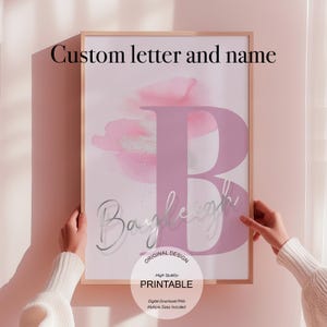 Arte de pared morado personalizado, póster con la letra R, decoración de habitación preppy, impresión inicial R, arte de pared bonito, impresión individual, decoración de dormitorio, arte de pared imprimible