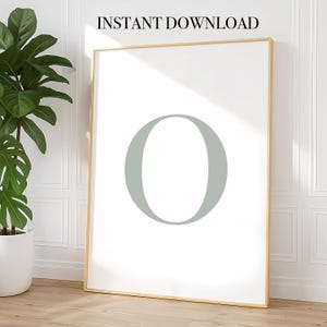 Sage Green Initial Print: Minimalist Nursery Decor (Digital Download)