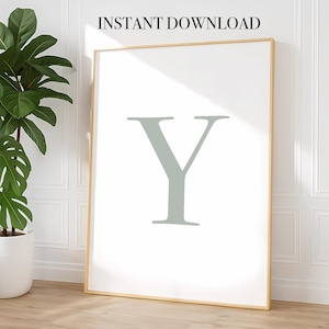Sage Green Initial Print: Minimalist Nursery Decor (Digital Download)