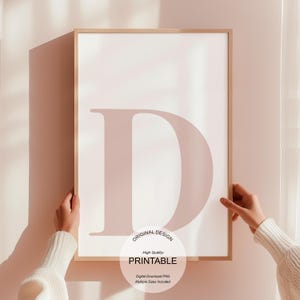 Letra D Pôster Nome Impressão Quarto, Decoração de Parede Inicial: Arte de Letra de Berçário, Impressão de Letra Personalizada - Pôster Rosa para Dormitório Universitário, Grandmillenial