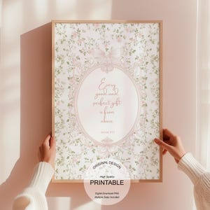 Christian Nursery Print: Vintage Bible Verse, Floral Chinoiserie (Digital Download)