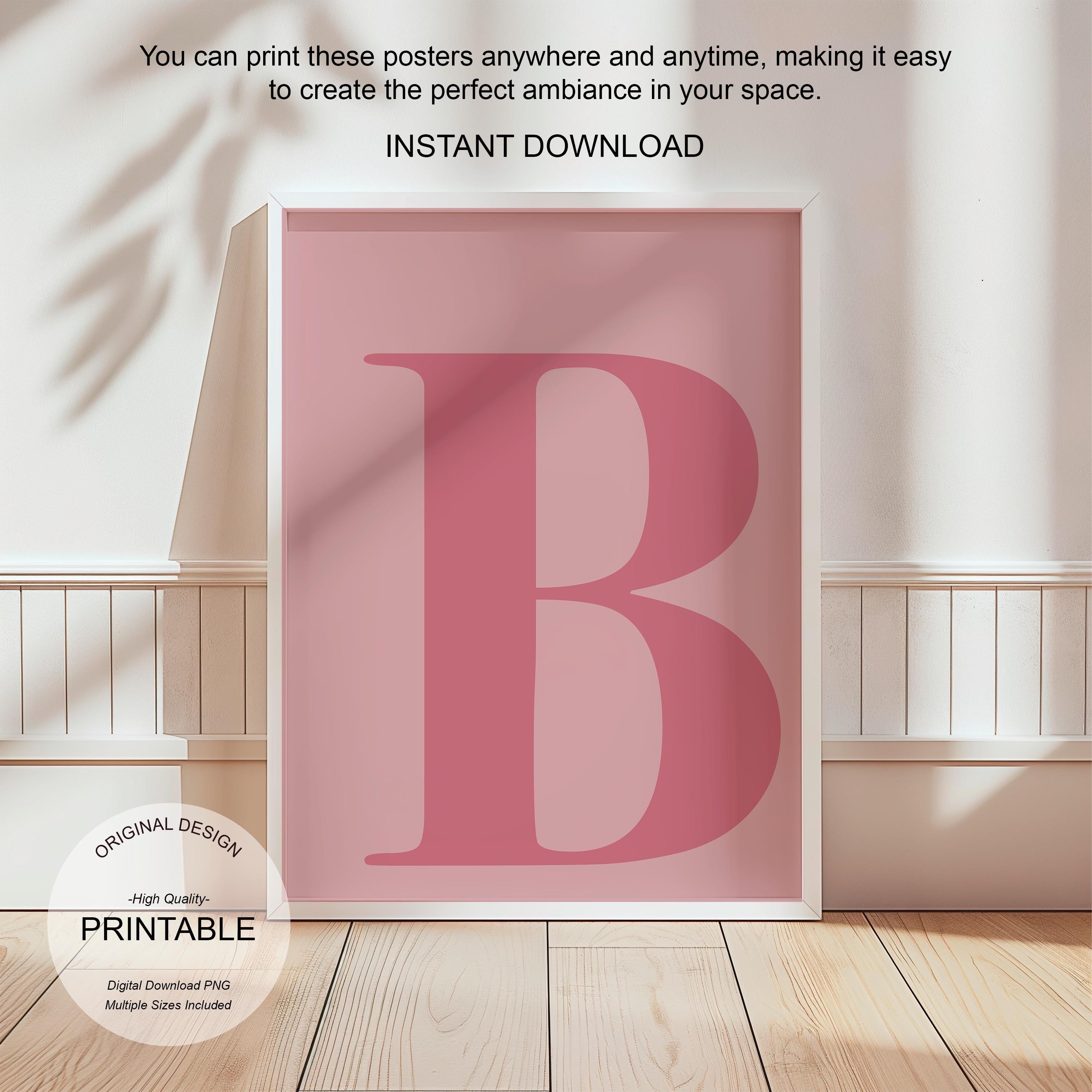 Pink Letter B Print: Preppy Dorm Decor (Digital Download)