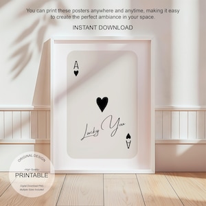 Ace of Hearts Print Set: Trendy Preppy Wall Art (Digital Print)