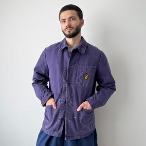 Vintage 1960s Swiss Railway SBB CFF FFS Workwear Faded Chore Jacket Size M - Heritage Utility Old Work Fashion