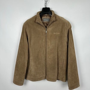 Men's Ben Sherman Leather Suede Harrington Jacket Tan Size L British England Designer