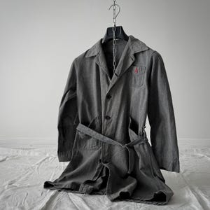 1950s Women’s Vintage French Workwear Chambray Atelier Coat – Gray Chore Jacket – Utility Artisan Smock Made in France image 2