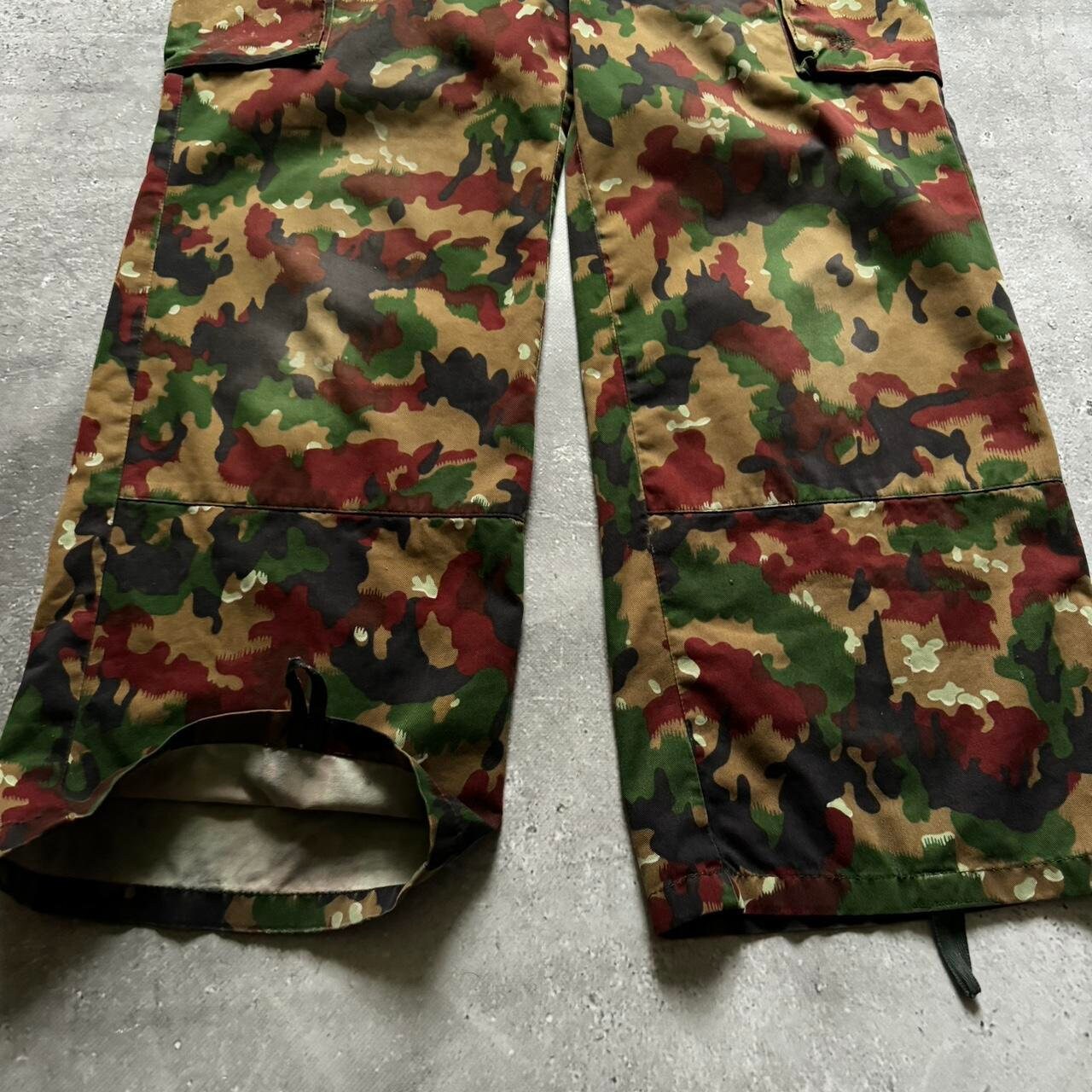 Military Vintage 80s Swiss Army Camo Cargo Pants Retro 1980s