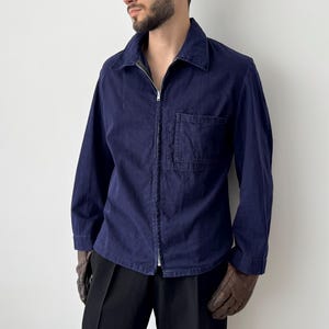 1960s Vintage English Workwear Jacket – ‘Johnsons’ Sanfor Navy Chore Coat – Heritage Utility Fashion – Size M