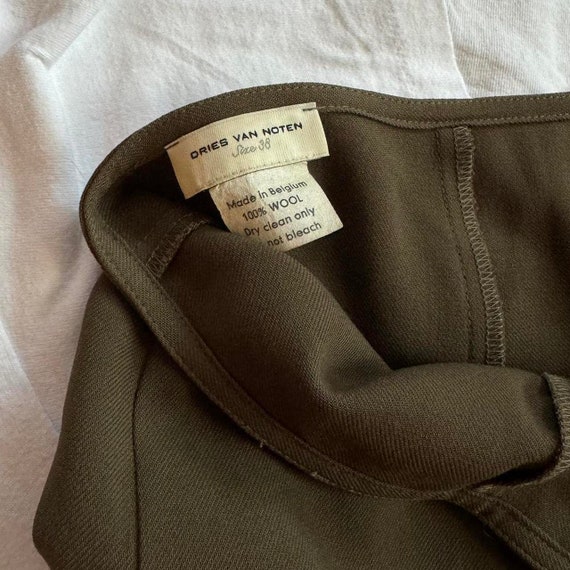 Women's Dries Van Noten Wool Khaki Skirt Size 38 - image 7